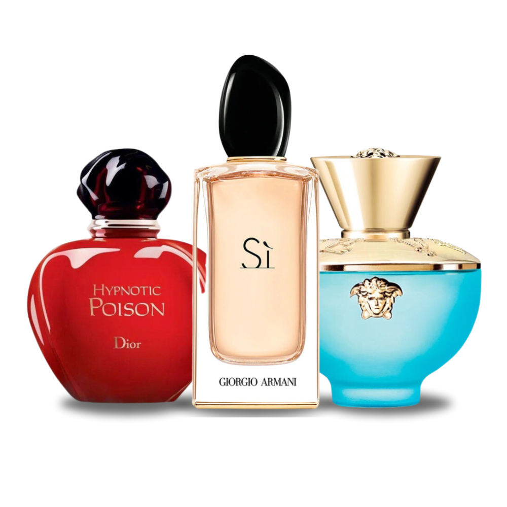 3 Parfums Dior HYPNOTIC POISON, Giorgio Armani SÌ und Versace DYLAN TURQUOISE 100ml (Eau de Parfum)