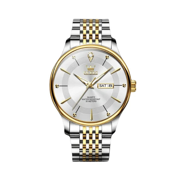 Olevs Montre Classique Homme Fontainebleau | Argent et Or